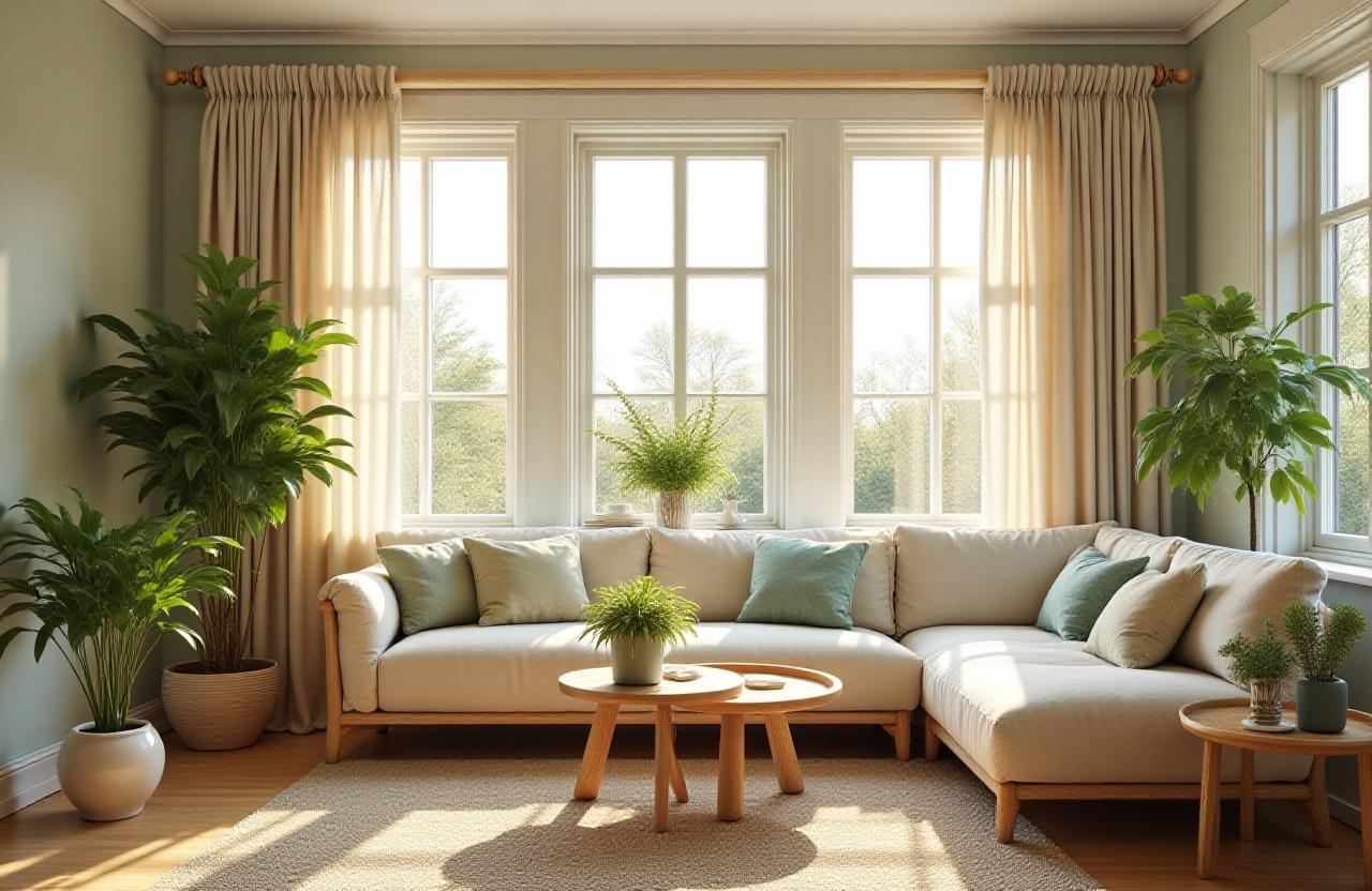 Stylishly decorated living room with seasonal accents